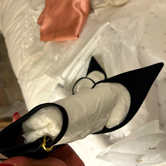 Amina Muaddi  “Angelica” Plateau Black Suede Pumps
(Size 39) - Picture 8 of 16